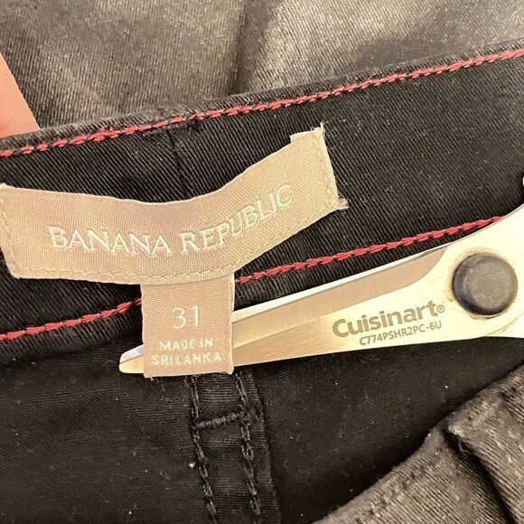 BANANA REPUBLIC Womens black coated twill ankle pants jeans Size 31 X 27.5 - Picture 6 of 8